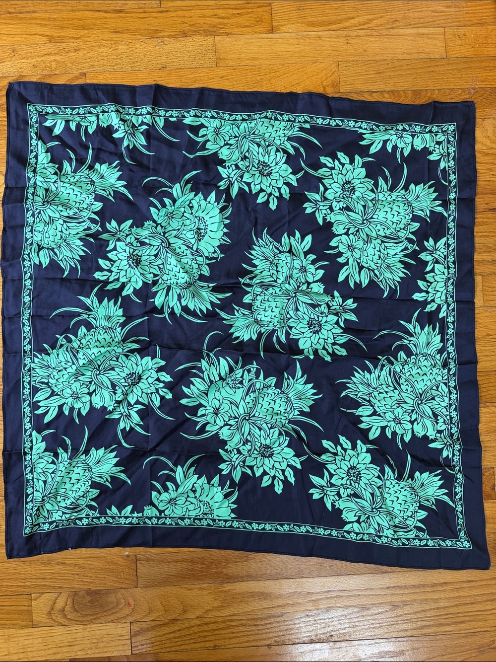 Navy and Teal Square Scarf - Picture 4 of 4